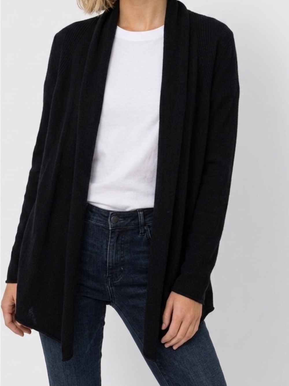 ANTONIO MELANI Black Open-Front Women's Cardigan